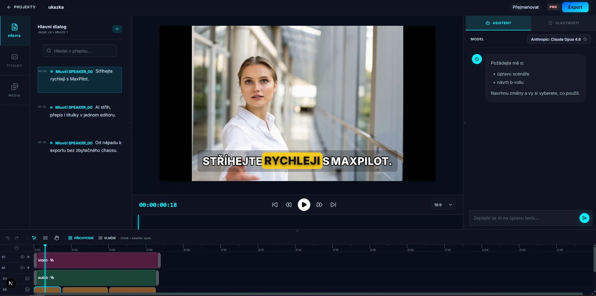 Product preview showing the MaxPilot video workspace